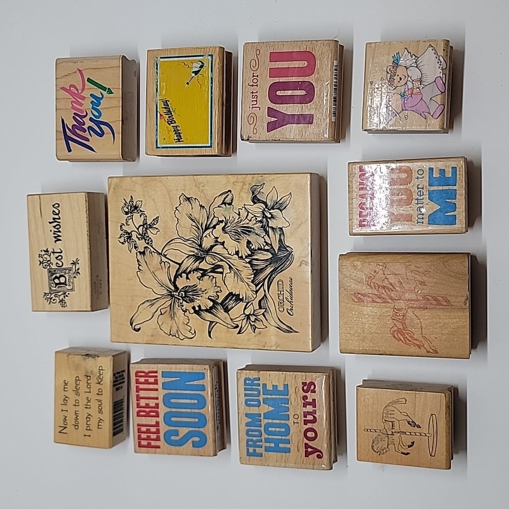 Wood Stamps Lot of 12